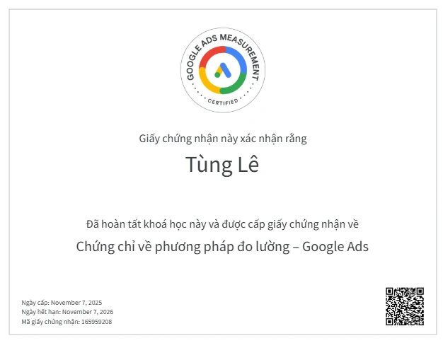 Chứng chỉ Google Ads Measurement