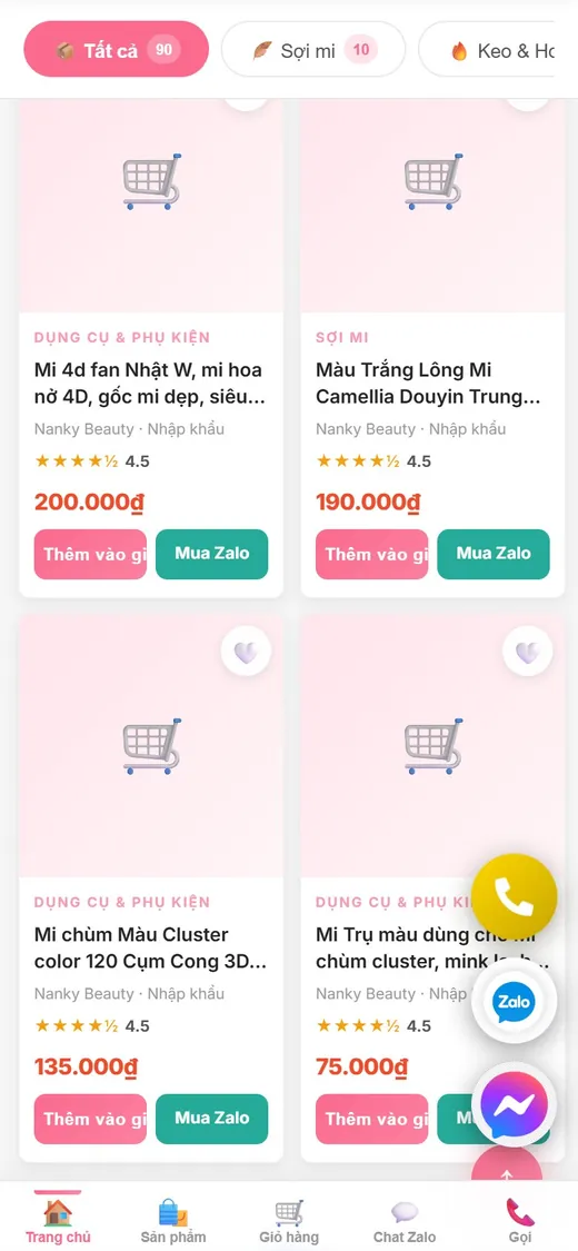 Nanky Beauty Supply trên điện thoại: Sản phẩm