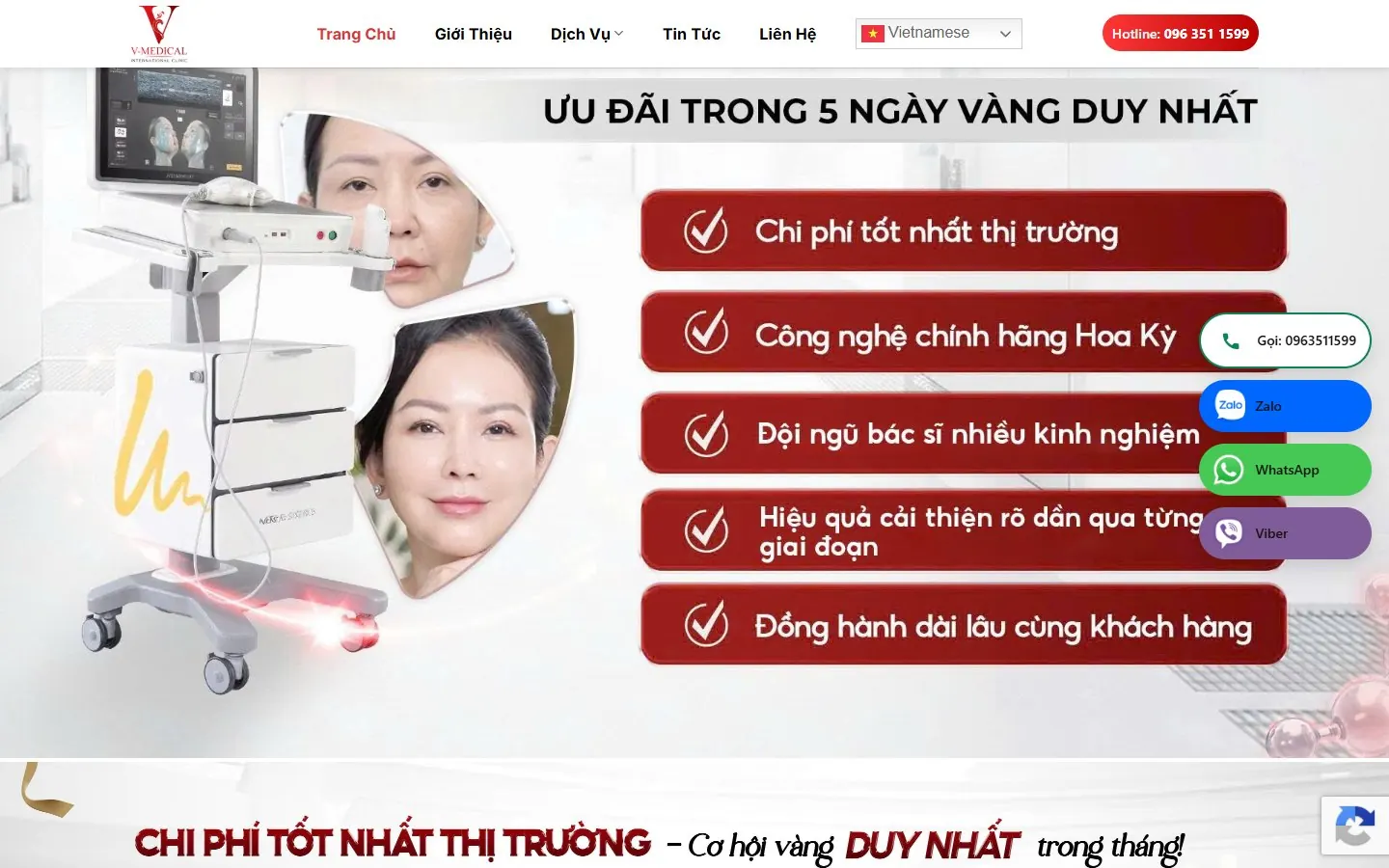 V-Medical Clinic: Khối ưu đãi 5 ngày vàng